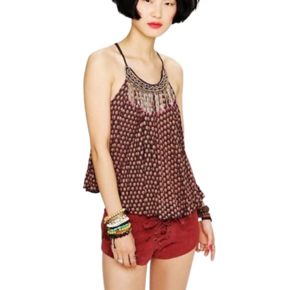 FREE PEOPLE | FP One Boho Beaded Tassel Embellished Tank Top | Size XS - Picture 1 of 9